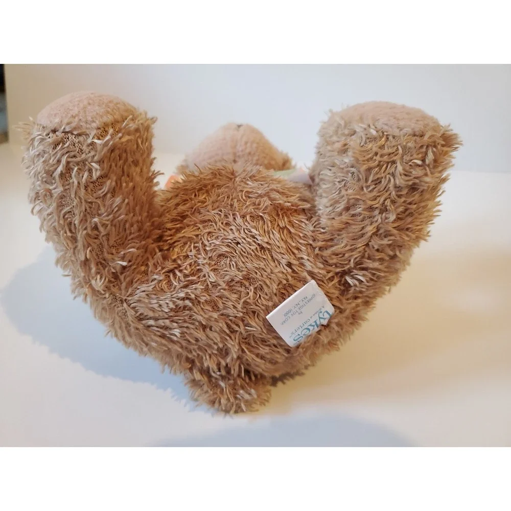 Carter's Tykes Rattle‎ TEDDY BEAR Soft Fuzzy 9in Plush Animal Print Bow